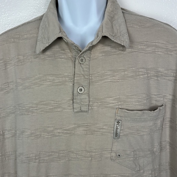 Columbia Polo Shirt Men Extra Large Tan Short Sleeve Collared Tee Textured Adult - Picture 7 of 14